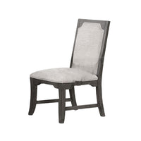 Leslee Dining Side Chair Set of 2, Gray Polyester, Sculpted Tall Back  - BM344799
