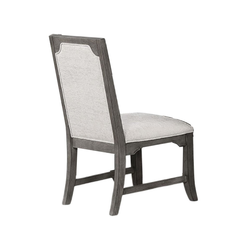 Leslee Dining Side Chair Set of 2, Gray Polyester, Sculpted Tall Back  - BM344799