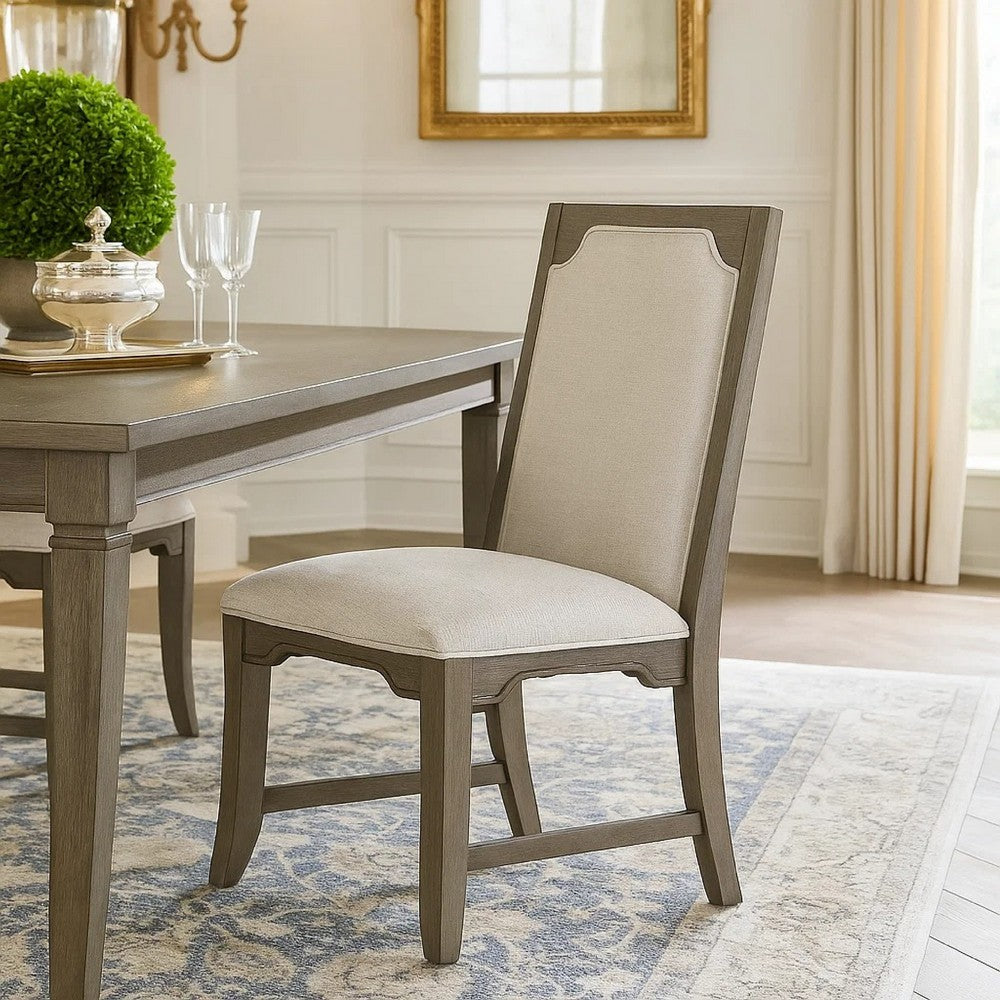 Leslee Dining Side Chair Set of 2, Gray Polyester, Sculpted Tall Back  - BM344799