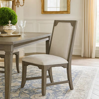 Leslee Dining Side Chair Set of 2, Gray Polyester, Sculpted Tall Back  - BM344799