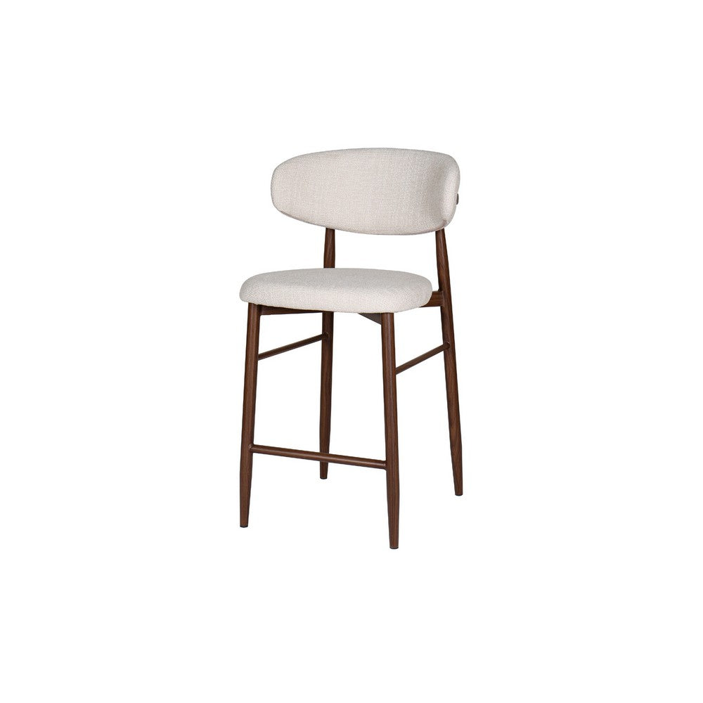 Riom Counter Height Chair Set of 2, Beige Low Curved Back, Walnut Brown - BM344800