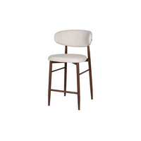 Riom Counter Height Chair Set of 2, Beige Low Curved Back, Walnut Brown - BM344800