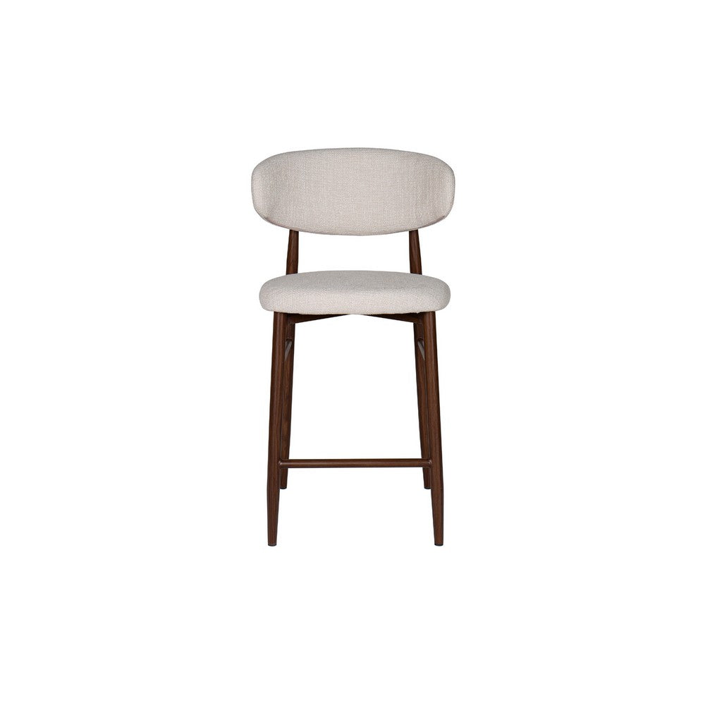 Riom Counter Height Chair Set of 2, Beige Low Curved Back, Walnut Brown - BM344800