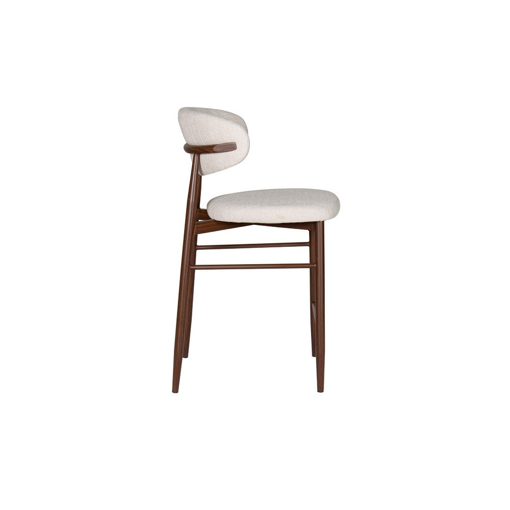 Riom Counter Height Chair Set of 2, Beige Low Curved Back, Walnut Brown - BM344800