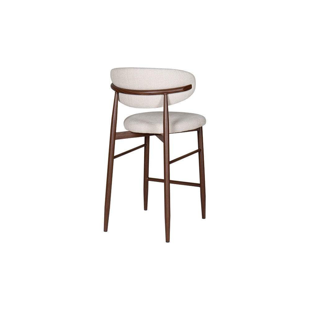 Riom Counter Height Chair Set of 2, Beige Low Curved Back, Walnut Brown - BM344800