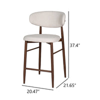 Riom Counter Height Chair Set of 2, Beige Low Curved Back, Walnut Brown - BM344800