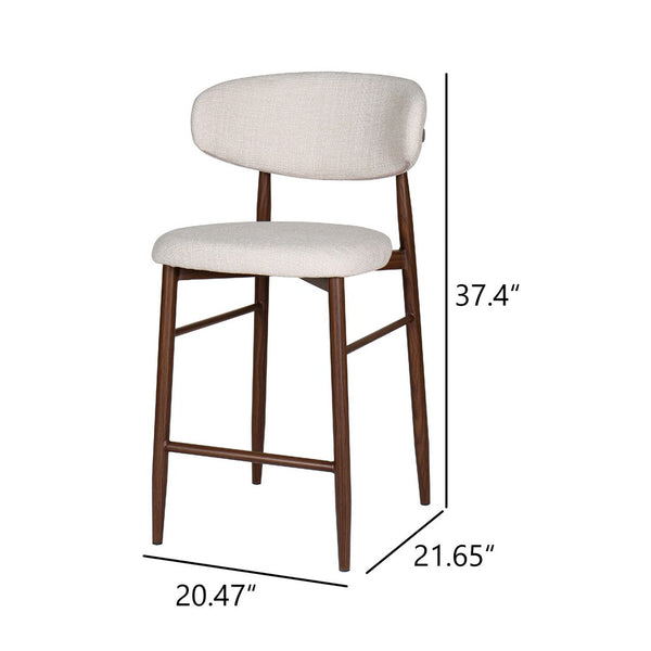 Riom Counter Height Chair Set of 2, Beige Low Curved Back, Walnut Brown - BM344800