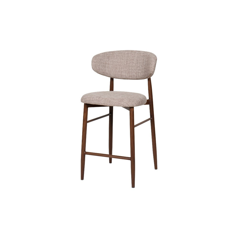 Riom Counter Height Chair Set of 2, Low Curved Back, Walnut Brown - BM344801
