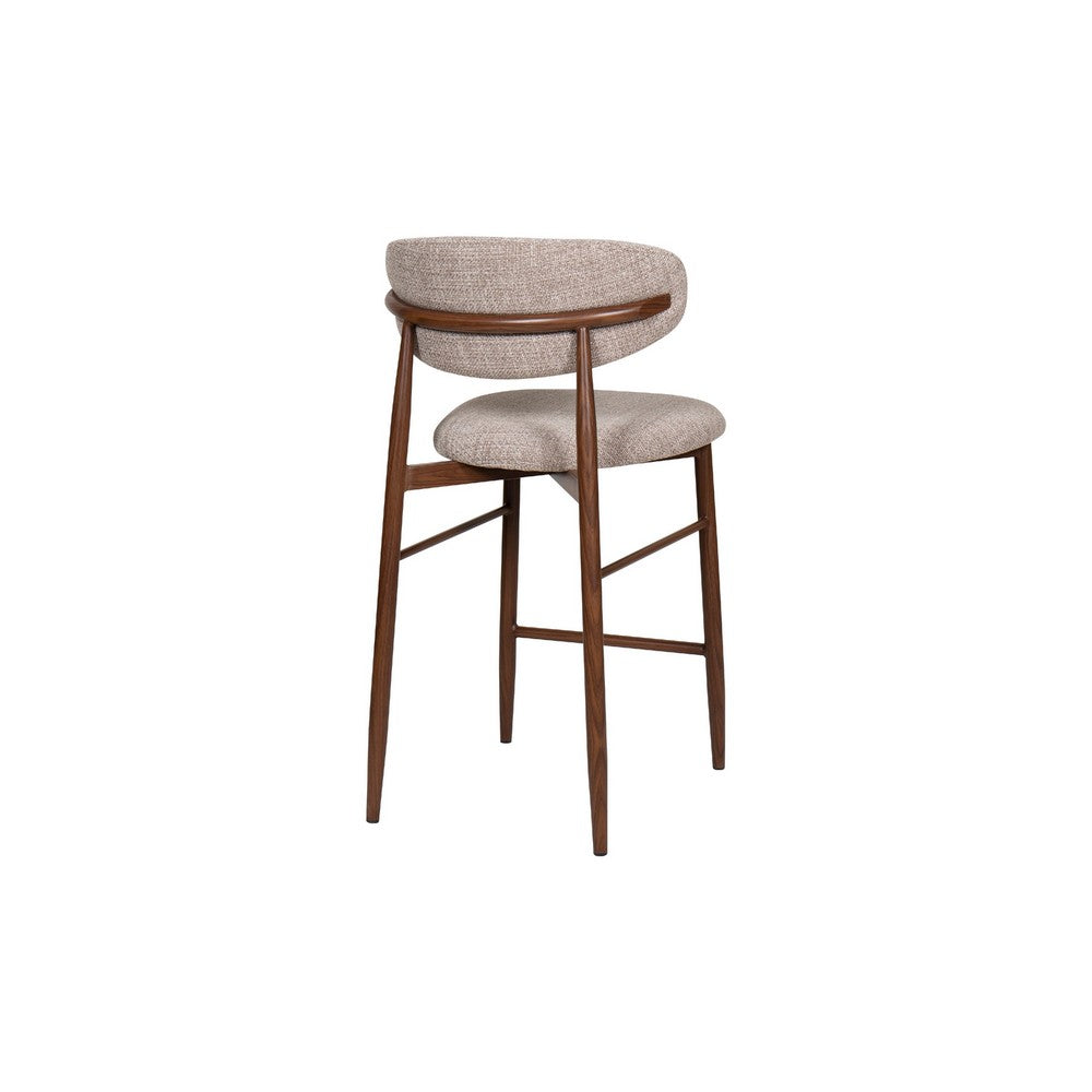 Riom Counter Height Chair Set of 2, Low Curved Back, Walnut Brown - BM344801