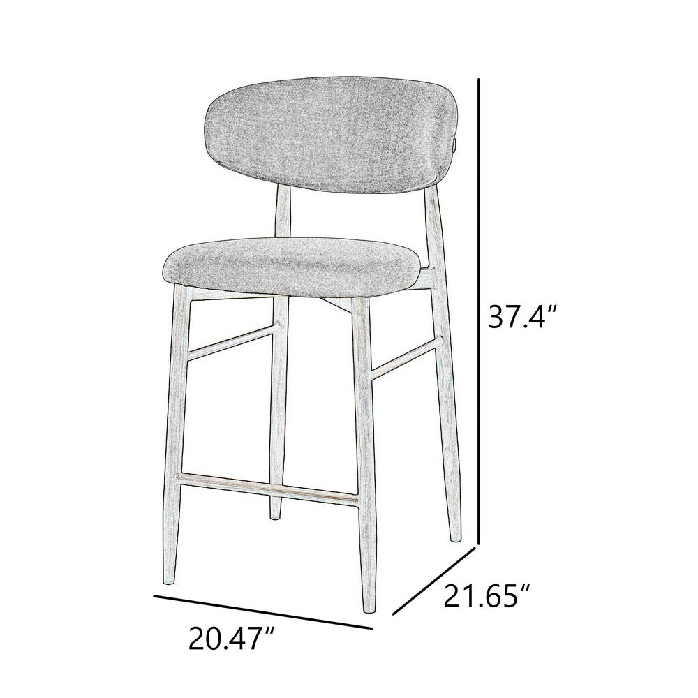 Riom Counter Height Chair Set of 2, Low Curved Back, Walnut Brown - BM344801