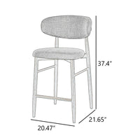 Riom Counter Height Chair Set of 2, Low Curved Back, Walnut Brown - BM344801