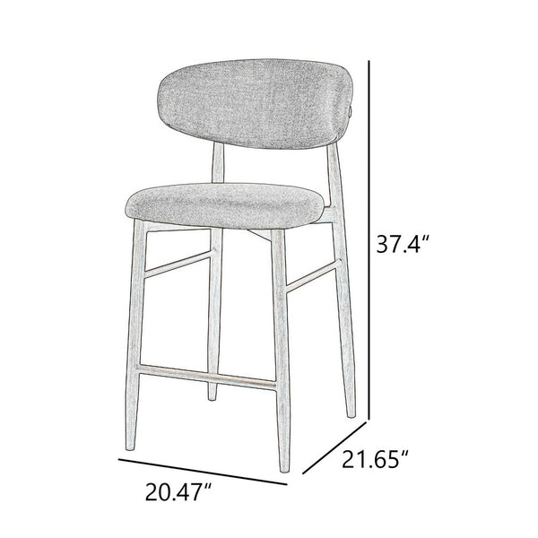 Riom Counter Height Chair Set of 2, Low Curved Back, Walnut Brown - BM344801