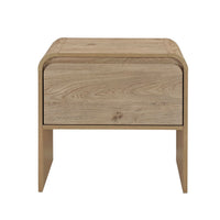 Maria Bedside Table Nightstand, 2 Drawers, Natural Beige Waterfall Edges - BM344802