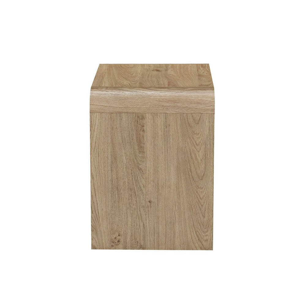 Maria Bedside Table Nightstand, 2 Drawers, Natural Beige Waterfall Edges - BM344802