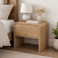 Maria Bedside Table Nightstand, 2 Drawers, Natural Beige Waterfall Edges - BM344802