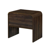 Maria Bedside End Table, 2 Drawers, Walnut Brown Waterfall Edges - BM344803