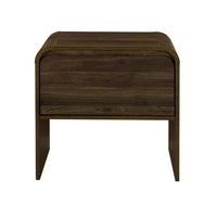 Maria Bedside End Table, 2 Drawers, Walnut Brown Waterfall Edges - BM344803
