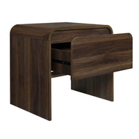 Maria Bedside End Table, 2 Drawers, Walnut Brown Waterfall Edges - BM344803