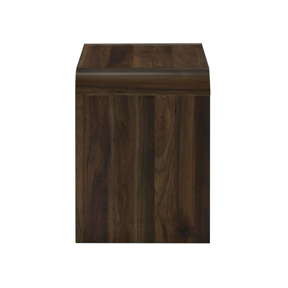 Maria Bedside End Table, 2 Drawers, Walnut Brown Waterfall Edges - BM344803