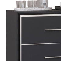 Zoe Modern Nightstand with 2 Drawers, Ebony Black and 'Silver - BM344804