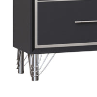Zoe Modern Nightstand with 2 Drawers, Ebony Black and 'Silver - BM344804
