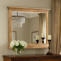 Seny Dresser Mirror, Crown Molding, Honey Brown Rubberwood, 33x48 - BM344806