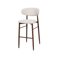 Riom Bar Height Chair Set of 2, Beige Low Curved Back, Walnut Brown - BM344807