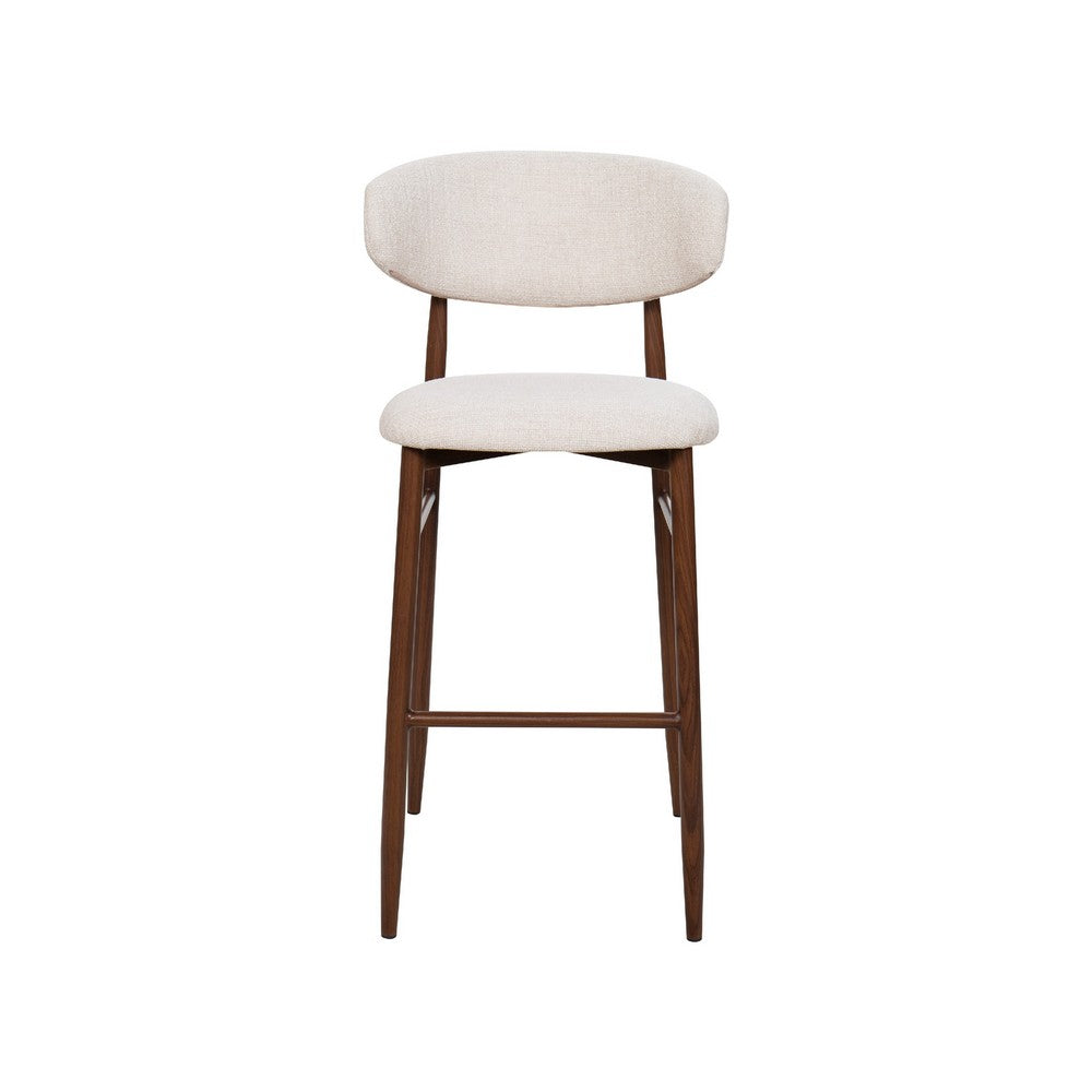 Riom Bar Height Chair Set of 2, Beige Low Curved Back, Walnut Brown - BM344807