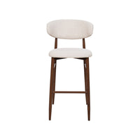 Riom Bar Height Chair Set of 2, Beige Low Curved Back, Walnut Brown - BM344807