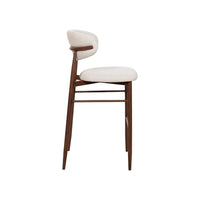 Riom Bar Height Chair Set of 2, Beige Low Curved Back, Walnut Brown - BM344807