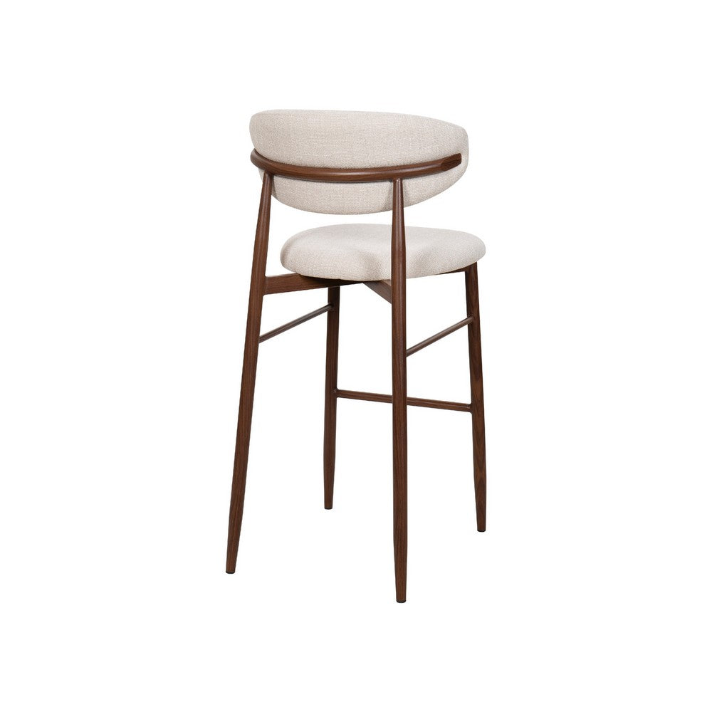 Riom Bar Height Chair Set of 2, Beige Low Curved Back, Walnut Brown - BM344807
