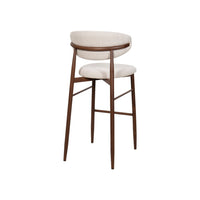 Riom Bar Height Chair Set of 2, Beige Low Curved Back, Walnut Brown - BM344807