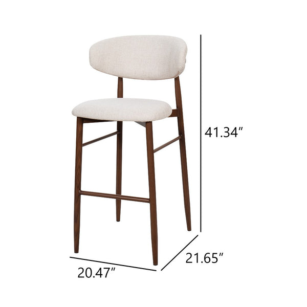 Riom Bar Height Chair Set of 2, Beige Low Curved Back, Walnut Brown - BM344807