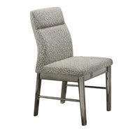 Levy Dining Side Chair Set of 2, Gray Boucle Fabric, Metallic Silver - BM344808