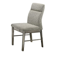 Levy Dining Side Chair Set of 2, Gray Boucle Fabric, Metallic Silver - BM344808