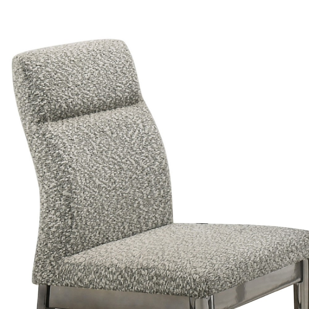 Levy Dining Side Chair Set of 2, Gray Boucle Fabric, Metallic Silver - BM344808