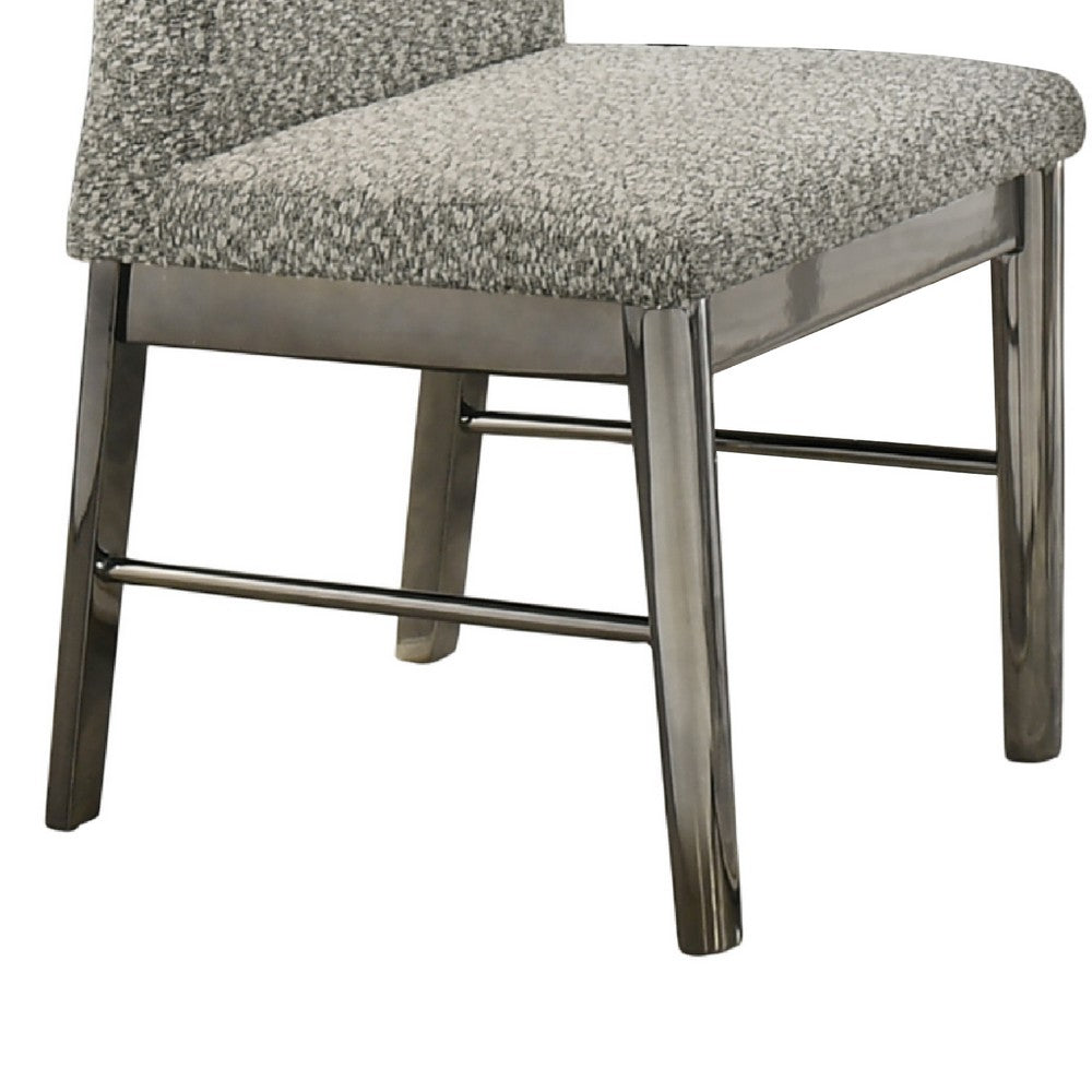 Levy Dining Side Chair Set of 2, Gray Boucle Fabric, Metallic Silver - BM344808
