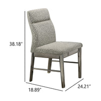 Levy Dining Side Chair Set of 2, Gray Boucle Fabric, Metallic Silver - BM344808