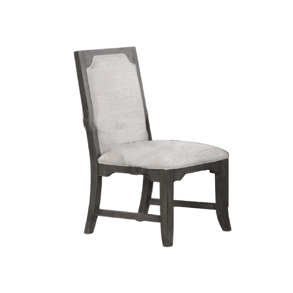 Leslee Dining Armchair Set of 2, Gray Polyester, Sculpted Tall Back  - BM344809