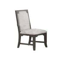 Leslee Dining Armchair Set of 2, Gray Polyester, Sculpted Tall Back  - BM344809