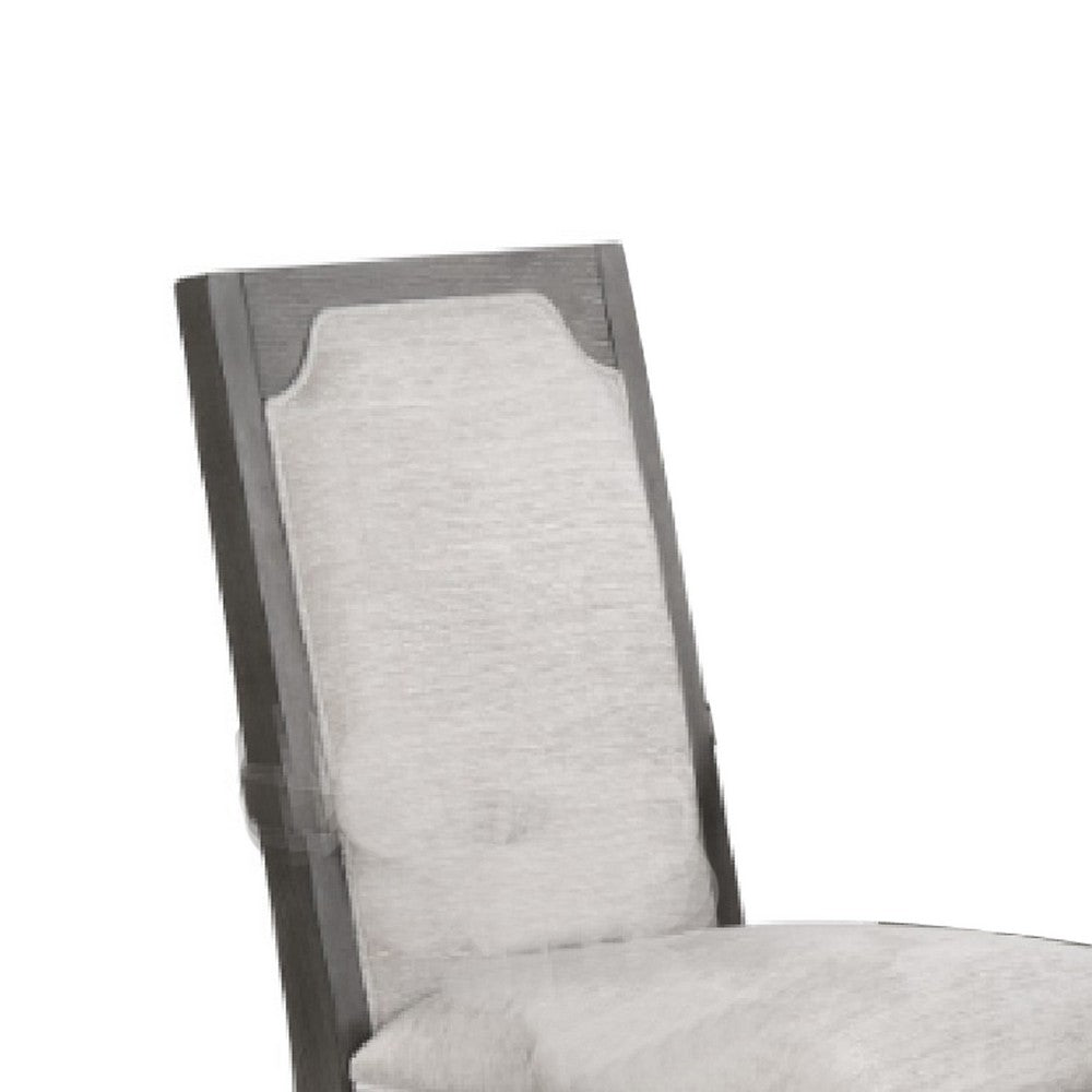 Leslee Dining Armchair Set of 2, Gray Polyester, Sculpted Tall Back  - BM344809