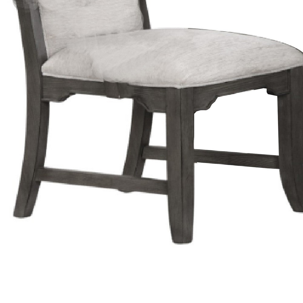 Leslee Dining Armchair Set of 2, Gray Polyester, Sculpted Tall Back  - BM344809