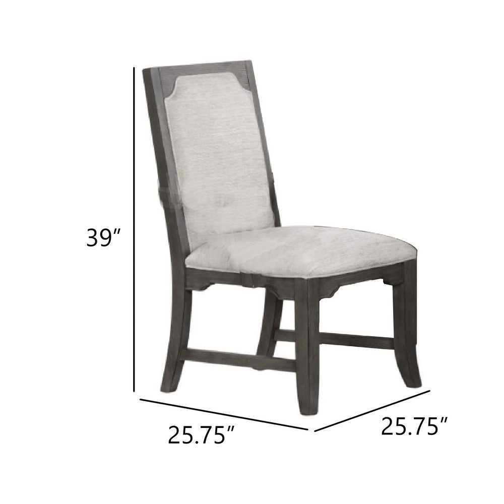 Leslee Dining Armchair Set of 2, Gray Polyester, Sculpted Tall Back  - BM344809