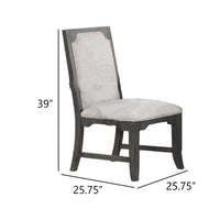 Leslee Dining Armchair Set of 2, Gray Polyester, Sculpted Tall Back  - BM344809