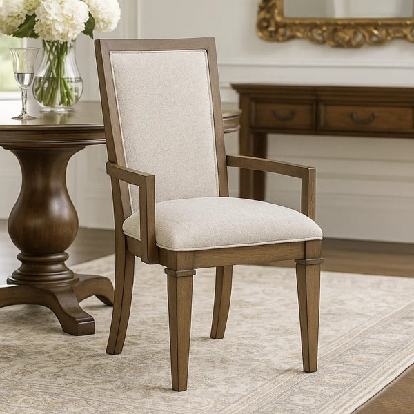 Henry Dining Chair Set of 2, Beige Polyester, Vintage Mocha Brown - BM344810