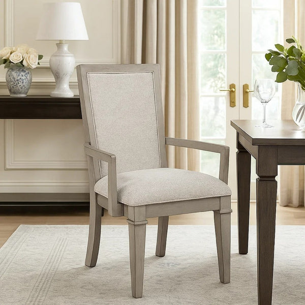 Henry Dining Chair Set of 2, Beige Polyester, Vintage Light Cream - BM344811