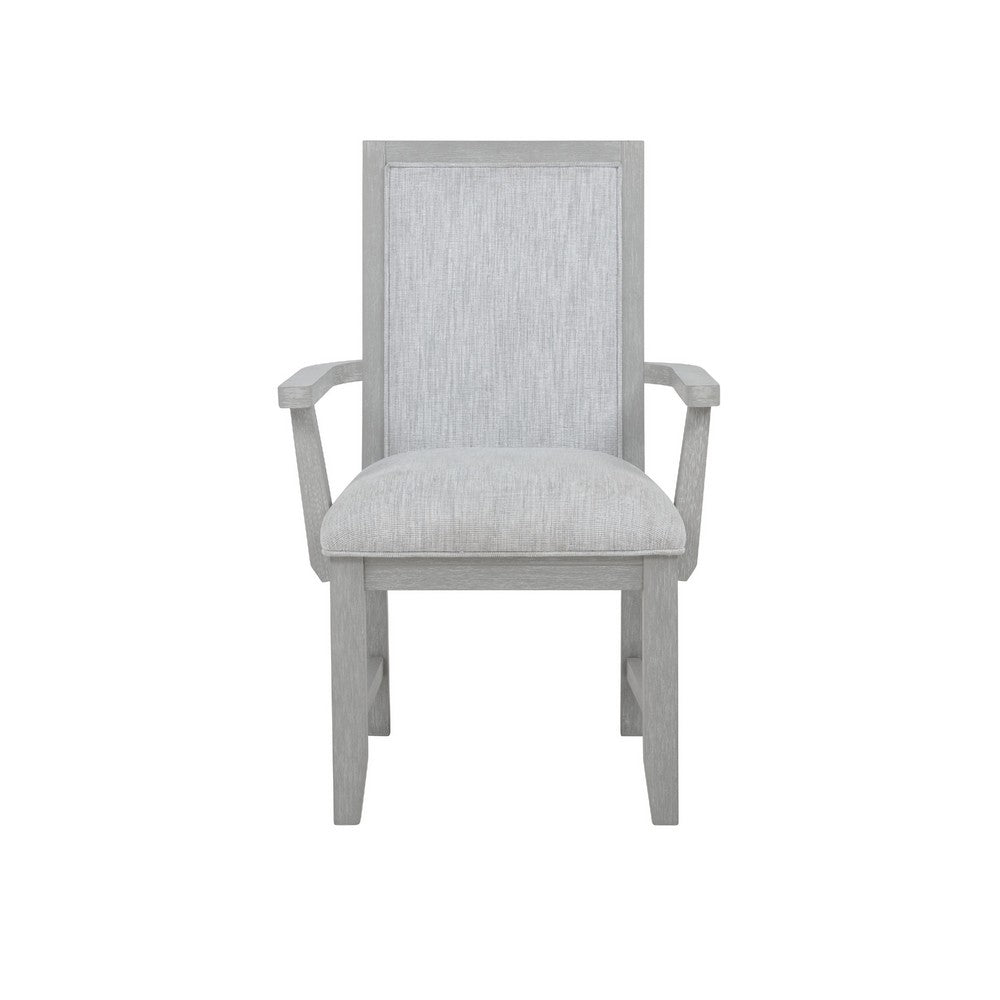 Ion Dining Armchair Set of 2, Padded Polyester Seat, Mist Gray Wood - BM344812