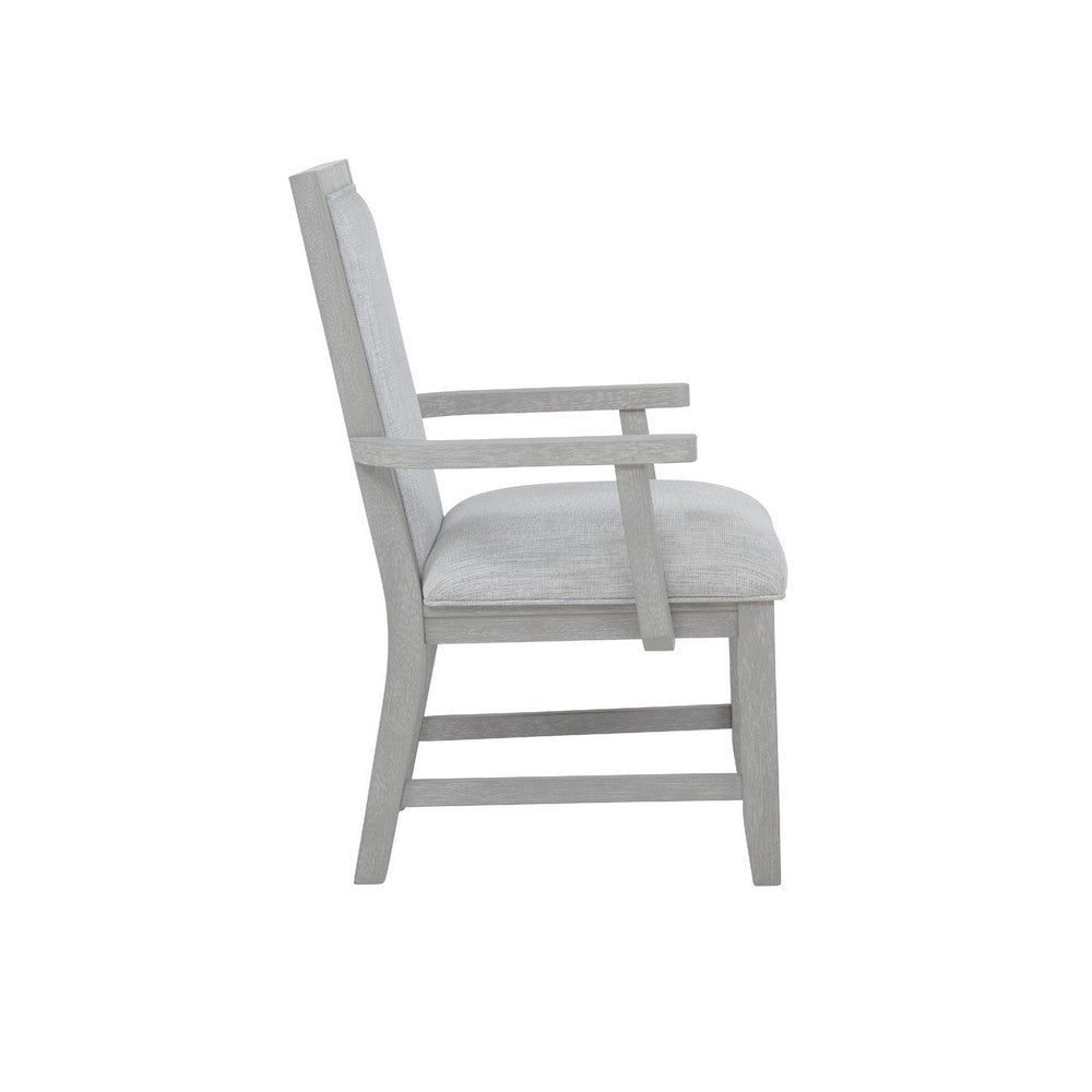 Ion Dining Armchair Set of 2, Padded Polyester Seat, Mist Gray Wood - BM344812