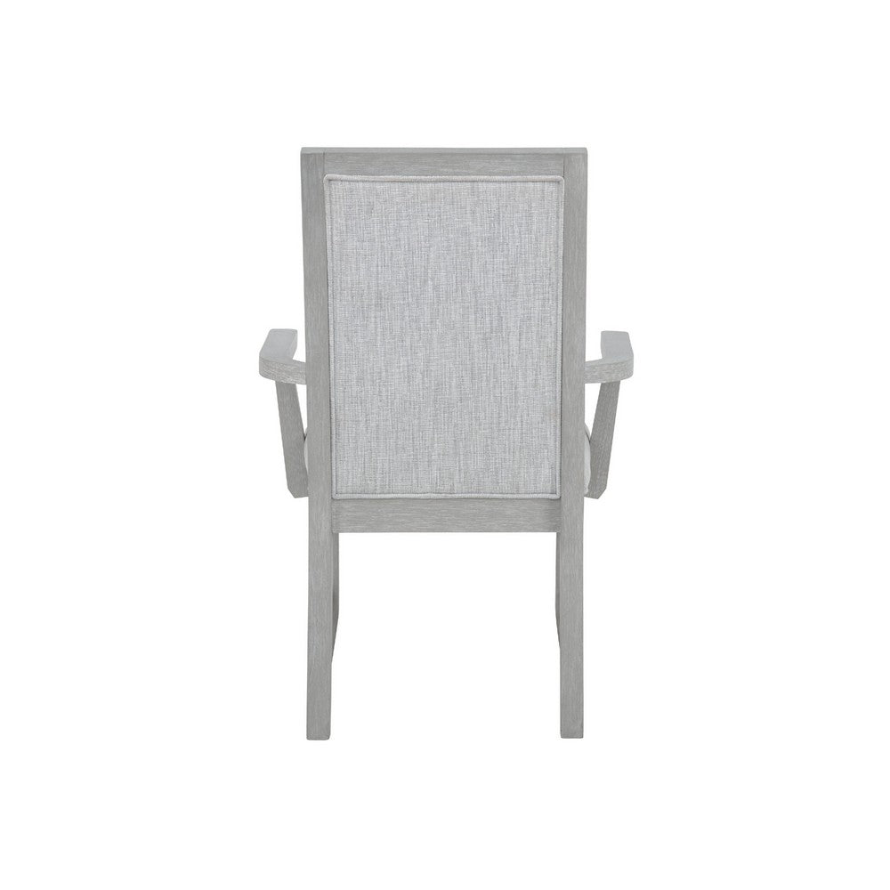 Ion Dining Armchair Set of 2, Padded Polyester Seat, Mist Gray Wood - BM344812