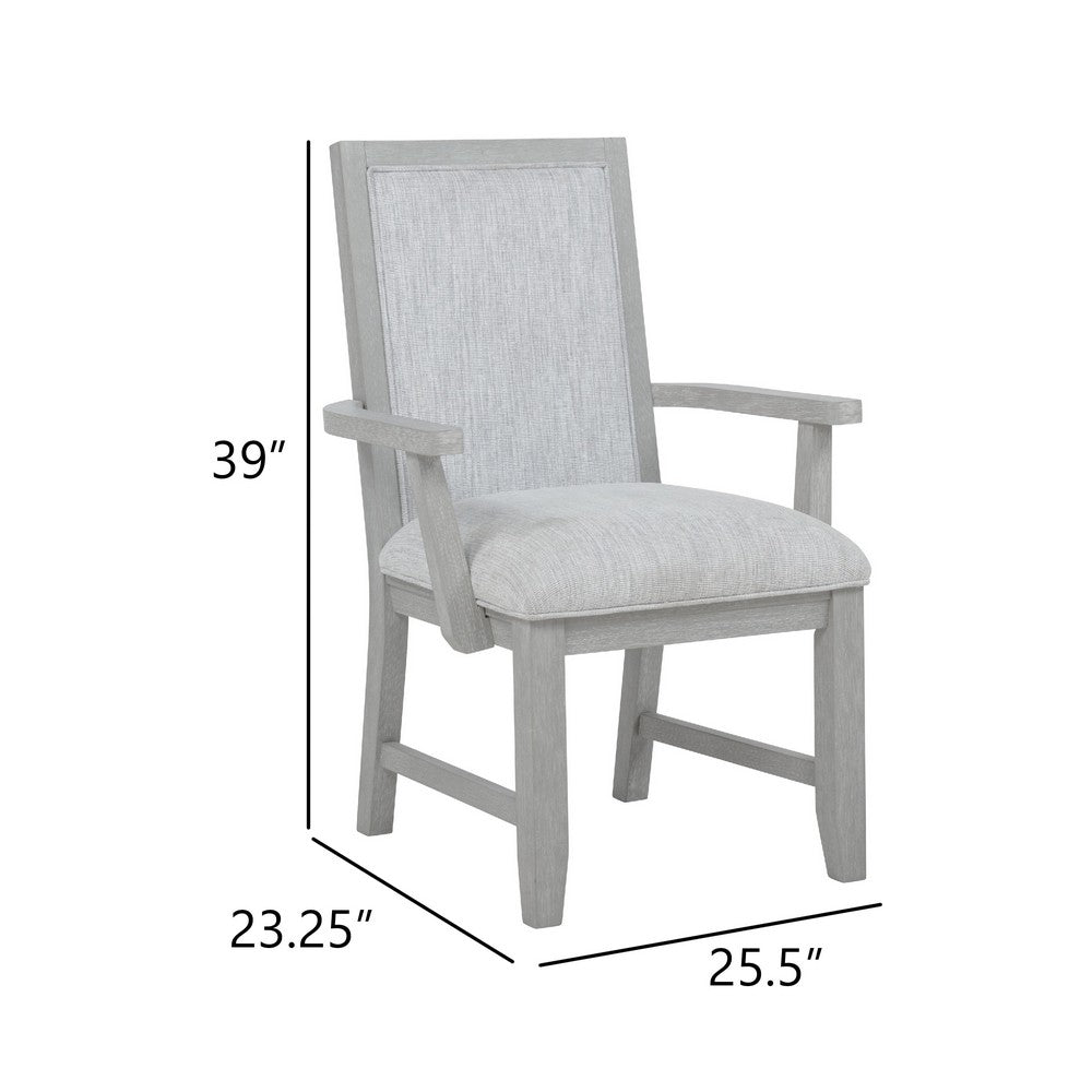 Ion Dining Armchair Set of 2, Padded Polyester Seat, Mist Gray Wood - BM344812